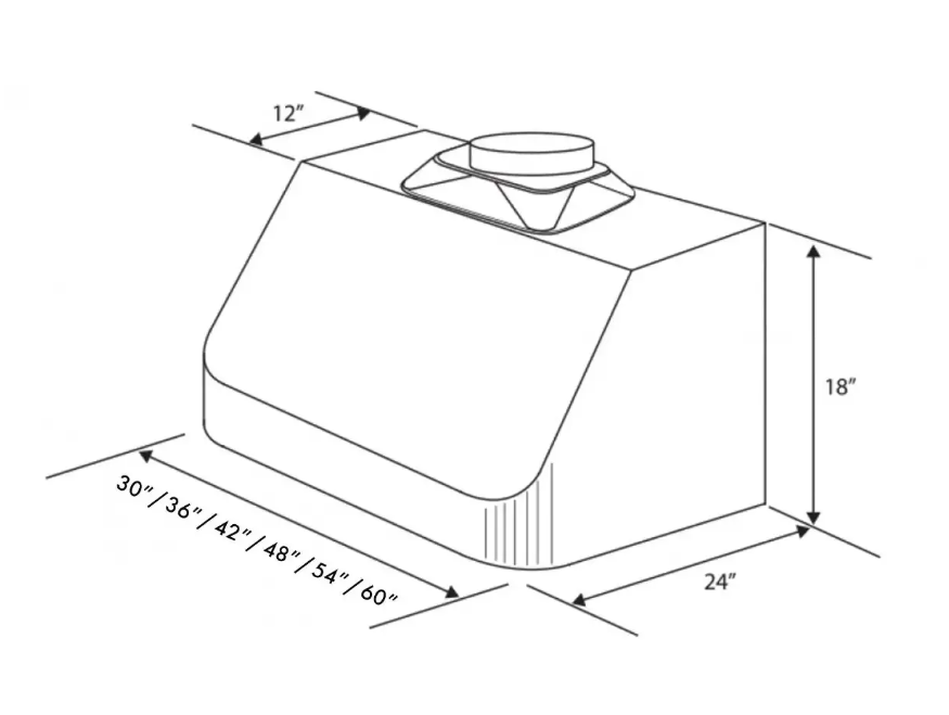ZLINE 24"Chimney for 42" Under Cabinet Range Hoods, 520/523/527-42-2FTEXT09K