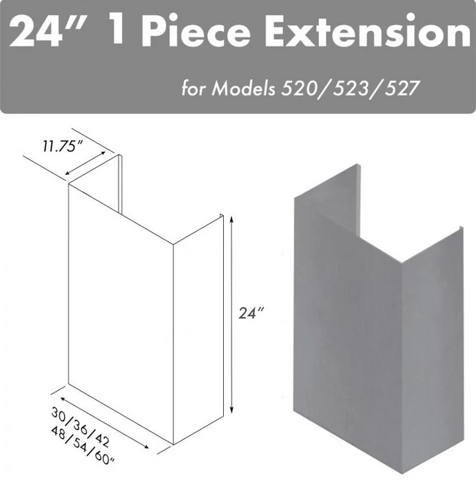 ZLINE 24"Chimney for 42" Under Cabinet Range Hoods, 520/523/527-42-2FTEXT09K