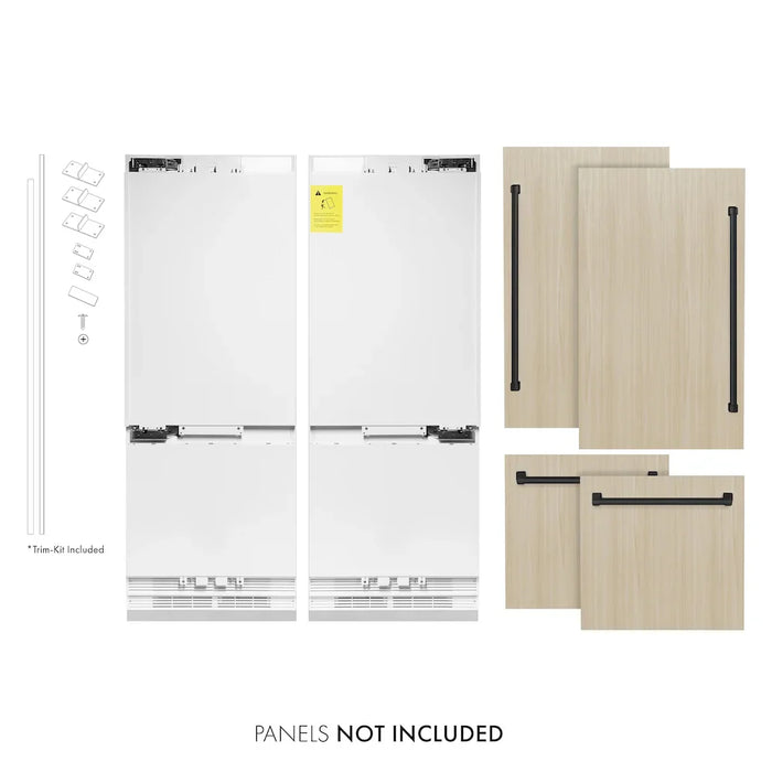 ZLINE Autograph Edition 60" Panel Ready Built-In Bottom Freezer Refrigerator, Water Dispenser, Ice Maker, Accents RBIVZ-60-CB09K