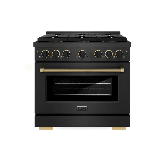 ZLINE 36" Paramount Gas Range DuoPro™ Cooktop, Convection Gas Oven, Black Satin Stainless Steel PSGRBSZ-36-CB09K