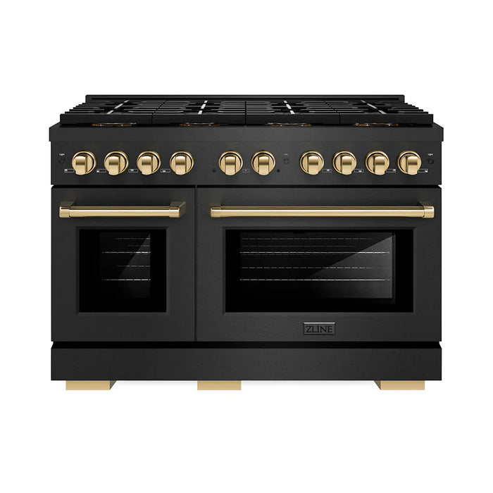ZLINE 48" Paramount Gas Range, Convection Gas Oven, Black Satin Stainless Steel SGRBSZ-48-CB09K