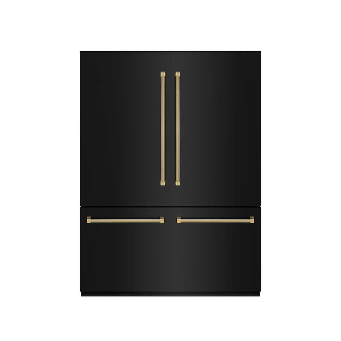 ZLINE Autograph Edition 60" French Door Built-In Bottom Freezer Refrigerator, Water Dispenser, Ice Maker, Black Stainless Steel, Graphite Gray Interior, Helix Handles GRBIVZ-BS60KCB09K