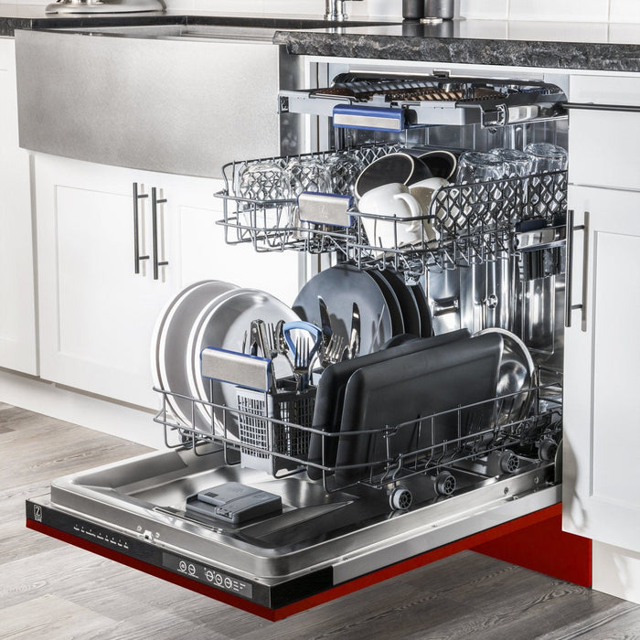 24" Dishwasher with Red Gloss panel, Stainless Tub, DWV - RG - 24 - Farmhouse Kitchen and Bath