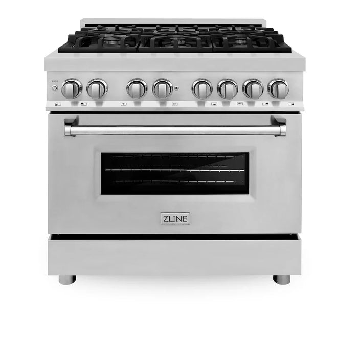ZLINE 36" Bundled Stainless Dual Range, Range Hood, Microwave, 3KP-RARH36-MW09K