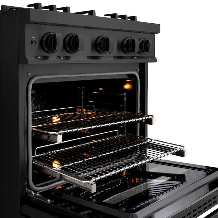 ZLINE 30" Select Gas Range Convection Gas Oven Black Stainless Steel Brass Burners HGRB-BR-3009K