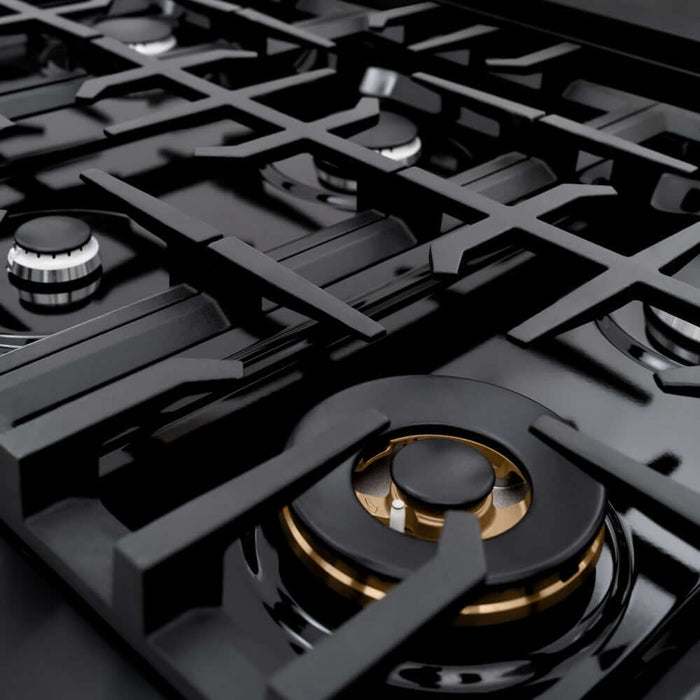 ZLINE 36" Select Dual Fuel Range Gas Cooktop Electric Convection Oven Black Stainless Steel HDRB-3609K