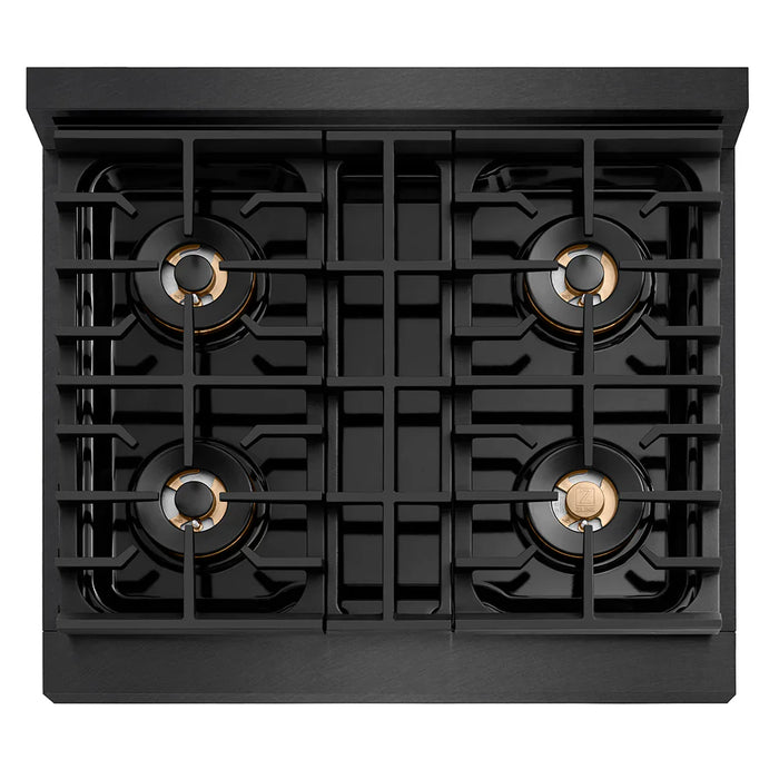 ZLINE 30" Paramount Gas Range DuoPro™ Cooktop, Convection Gas Oven, Black Satin Stainless Steel PSGRBSZ-30-CB09K
