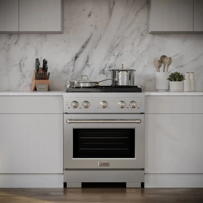 ZLINE 30"Paramount Dual Fuel Range DuraSnow® Stainless Steel SDRS-3009K