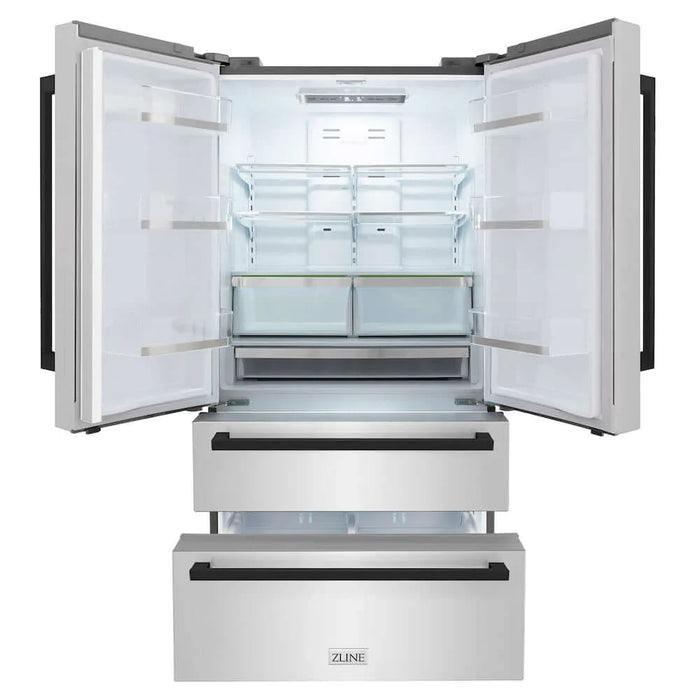 ZLINE Autograph Edition 36" Counter-Depth French Door Refrigerator,  Ice Maker, Fingerprint-Resistant Stainless Steel RFMZ-36-FMB09K