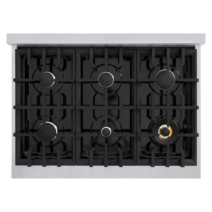ZLINE 36" Dual Fuel Range, Gas Cooktop, Electric Convection Oven Stainless Steel, Black Matte Door CDR-BLM-3609K