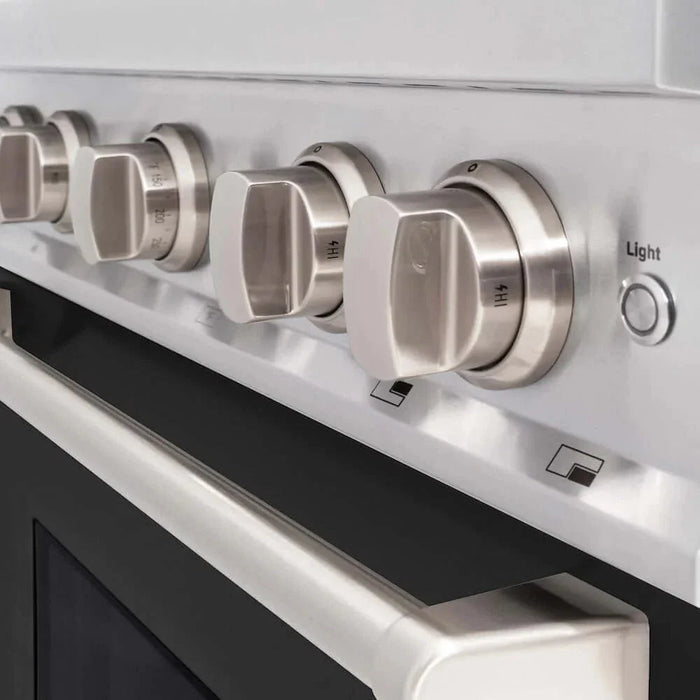 ZLINE 36" Classic Gas Range, Convection Gas Oven DuraSnow® Stainless Steel, Black Matte Door CGRS-BLM-3609K