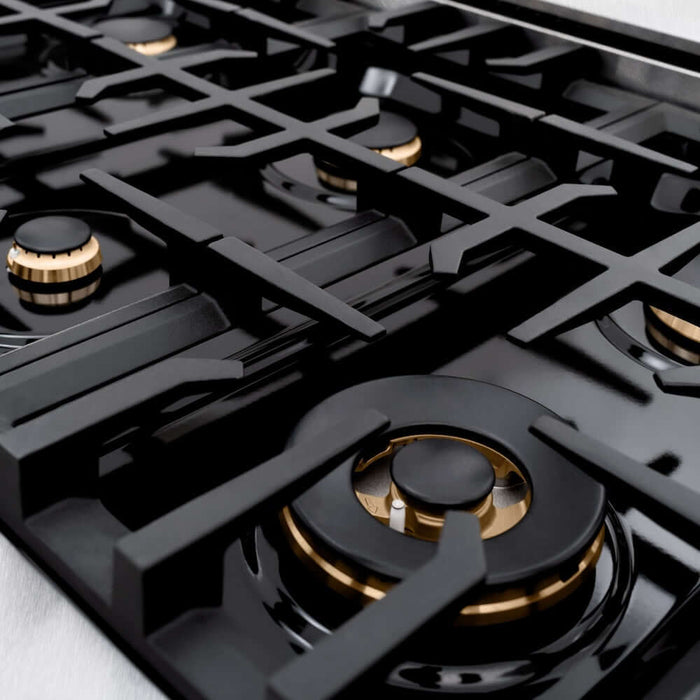 ZLINE 48" Dual Fuel Range, Gas Cooktop, Electric Convection Oven DuraSnow® Stainless Steel, Matte Black CDRSZ-48-MB09K