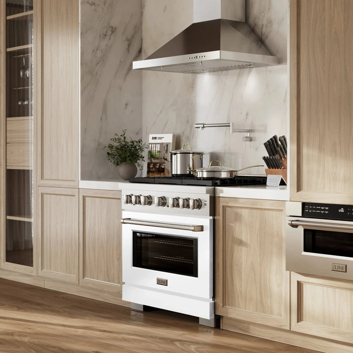 ZLINE 36"Paramount Dual Fuel Range Stainless Steel, White Matte, SDR-WM-3609K