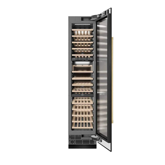 ZLINE 18"Triple Zone 68 Bottle Right Hinge Column Wine Cooler, Black Stainless Steel Polished Gold RCWVRZ-BS-18-G09K