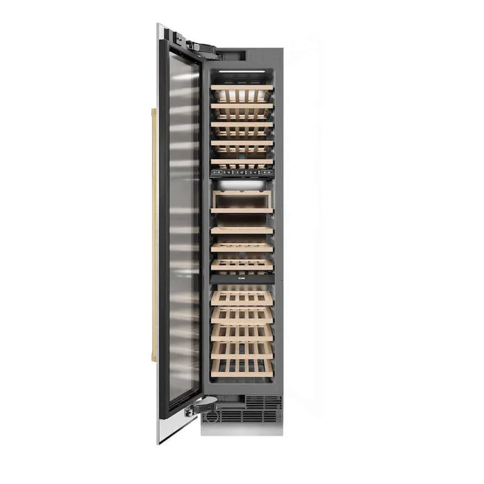 ZLINE 18"Triple Zone 68 Bottle Left Hinge Column Wine Cooler, DuraSnow® Stainless Steel Polished Gold RCWVLZ-SN-18-G09K