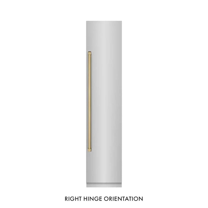 ZLINE 18" Right Hinge Column Freezer Stainless Steel, Graphite Gray Interior Champagne Bronze RCFVRZ-30418-CB09K