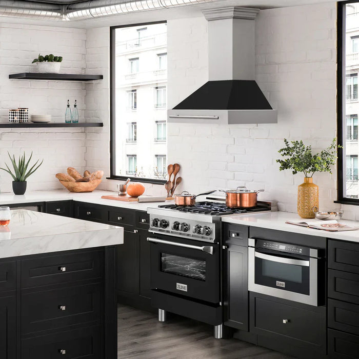 ZLINE 36" Autograph Black Stainless Wall Range Hood 8654STX-BLM-3609K