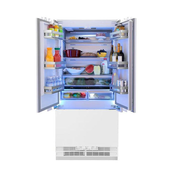 ZLINE Autograph Edition 36" Panel Ready Built-In Bottom Freezer Refrigerator, Water Dispenser, Ice Maker, Accents RBIVZ-36-CB09K