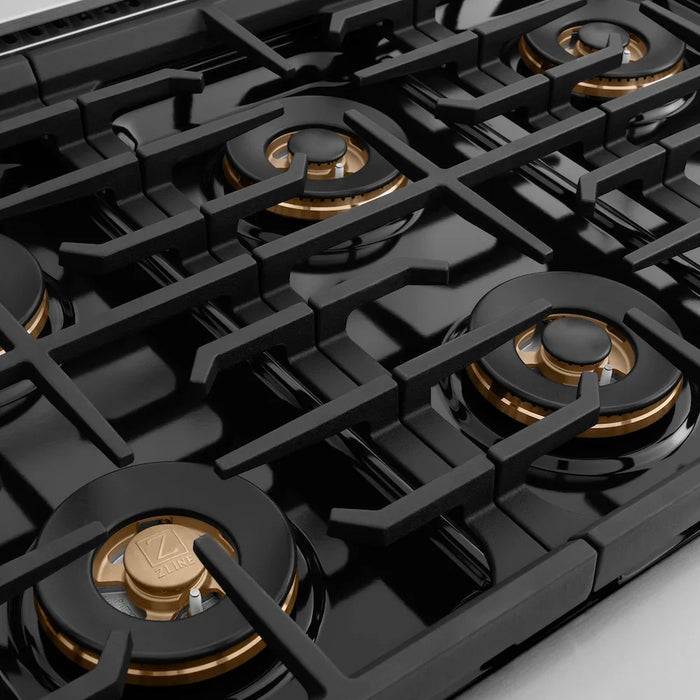 ZLINE Autograph Edition 36" Paramount Gas Range, DuoPro™ Cooktop, Gas Convection Oven, Stainless Steel, Helix Handle PSGRZ-36-KCB09K