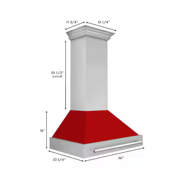 ZLINE 36" Autograph Stainless Red Matt Wall Range Hood 8654STX-RM-3609K