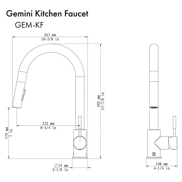 ZLINE Gemini Kitchen Faucet, GEM-KF-CB09K