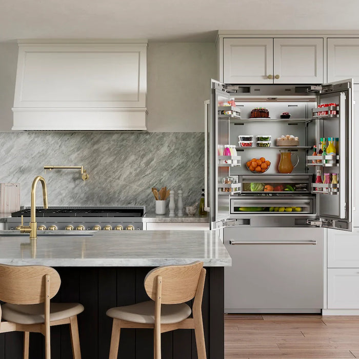 ZLINE 36" French Door Built-In Bottom Freezer Refrigerator, Water Dispenser, Ice Maker, Stainless Steel SRBIV-304-3609K