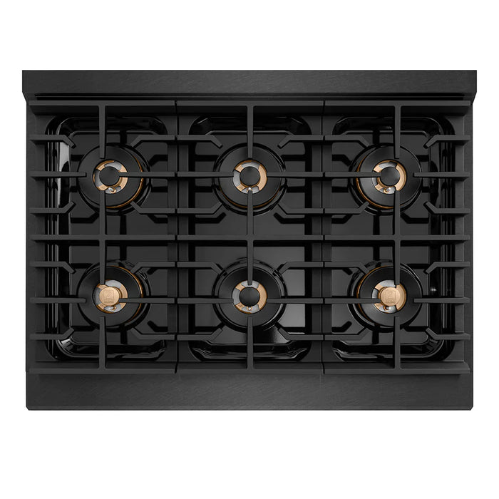 ZLINE 36" Paramount Gas Range DuoPro™ Cooktop, Convection Gas Oven, Black Satin Stainless Steel PSGRBSZ-36-CB09K