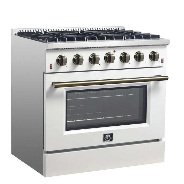 FORNO Galiano 36" Gas on Gas Range FFSGS6244-36WHT09K