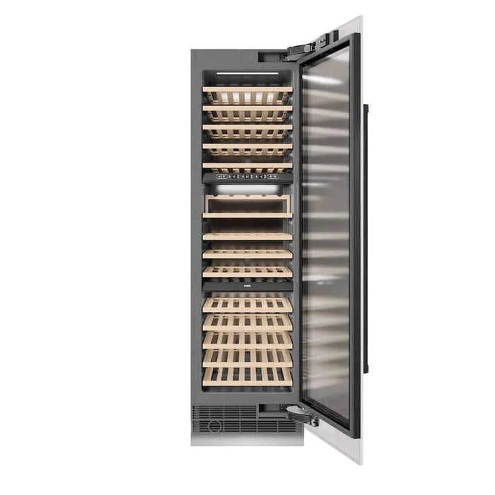 ZLINE 24"Triple Zone 100 Bottle Column Wine Cooler, White Matte Stainless Steel Matte Black RCWVZ-WM-24-MB09K