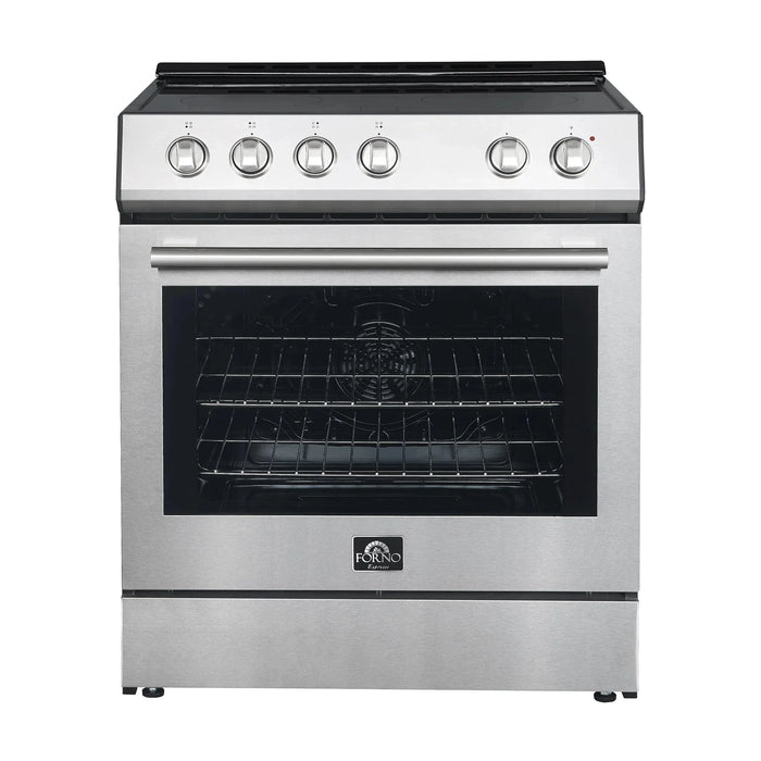 Forno Espresso Package - 30" Electric Range and Refrigerator in Stainless Steel with Silver Handles  FBDL-003-01US09K