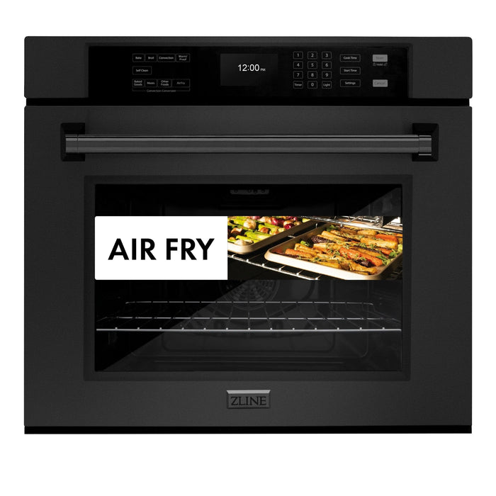 ZLINE 30 "Professional True Convection Single Wall Oven, Air Fry, Self Clean, Black Stainless Steel, WASB-3009K