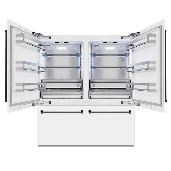 ZLINE 72" Built-In Bottom Freezer Refrigerator,Water Dispenser, Ice Maker, White Matte Matte Black RBITZ-WM-72-MB09K