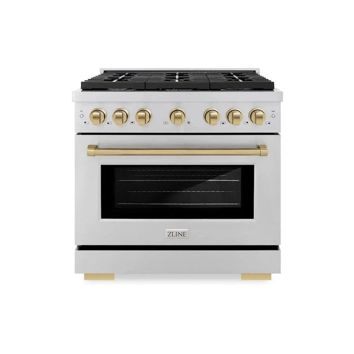 ZLINE 36 " Gas Range, Convection Oven Stainless Steel, Champagne Bronze , SGRZ-36-CB09K