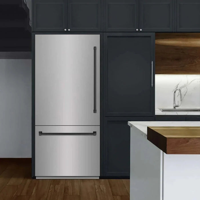 ZLINE 36" Built-In Bottom Freezer Refrigerator,Water Dispenser, Ice Maker, Matte Black RBITZ-304-36MB09K