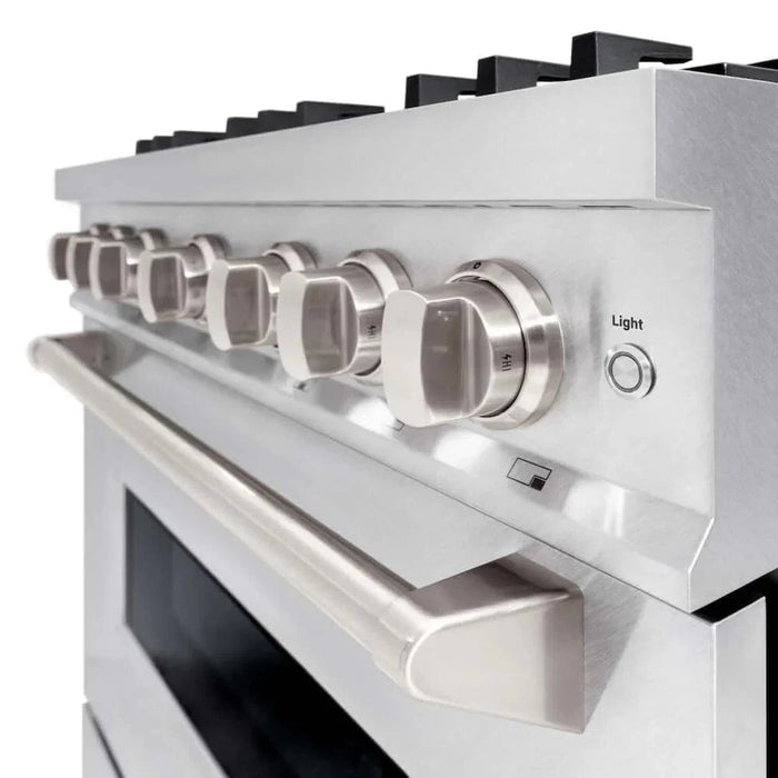 ZLINE 36" Classic Gas Range, Convection Gas Oven DuraSnow® Stainless Steel, Brass Burners CGRS-BR-3609K