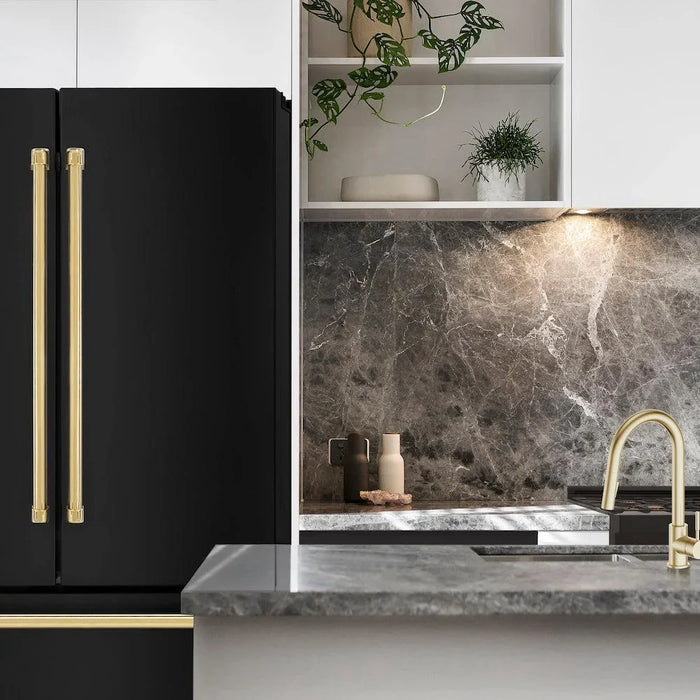 ZLINE Autograph Edition 48"Kitchen Package, Black Stainless Steel Dual Fuel Range, Range Hood, Dishwasher and Refrigeration, 4AKPR-RABRHDWV48-G09K