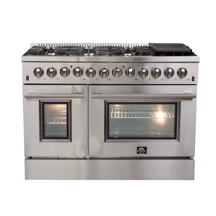 Forno Appliance Package - 48" Dual Fuel Range, Wall Mount Range Hood, 60" Refrigerator FBDL-017-02US09K