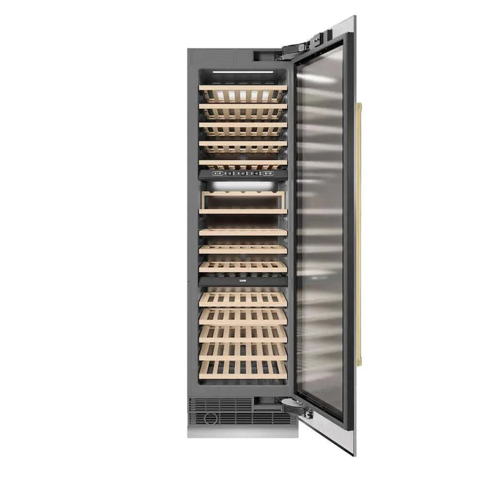 ZLINE 24"Triple Zone 100 Bottle Column Wine Cooler, Stainless Steel Polished Gold RCWVZ-304-24-G09K