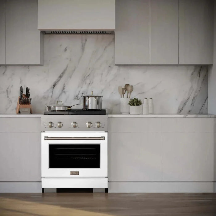 ZLINE 30 In. Gas Range, Stainless Steel, White Matte, SGR-WM-3009K