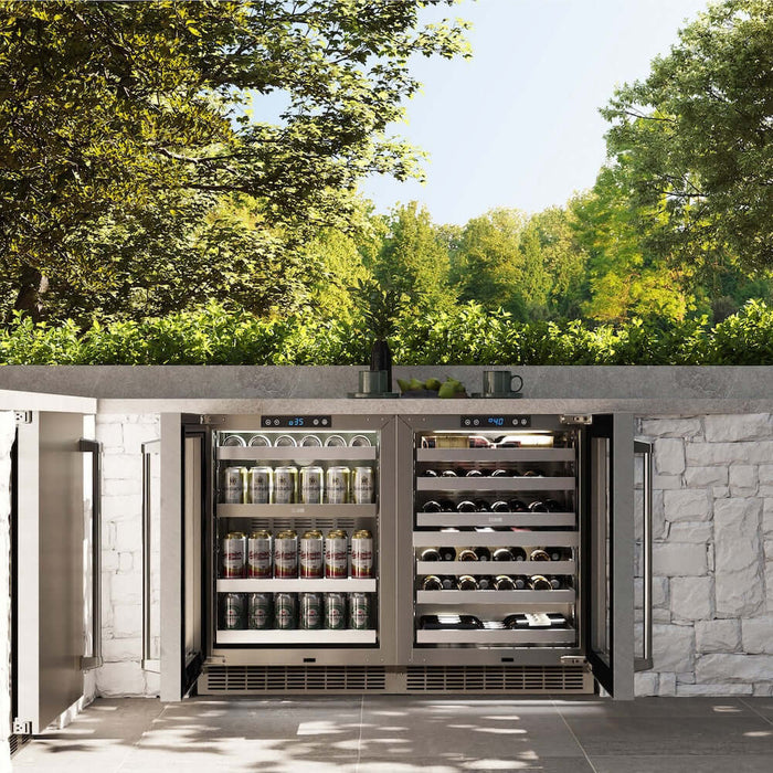 ZLINE 24" Touchstone 151 Can Beverage Fridge DuraSnow® Stainless Steel Glass Door RBSO-SN-2409K