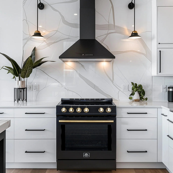 FORNO Espresso Leonardo 30" Electric Range, FFSEL6012-30BLK09K