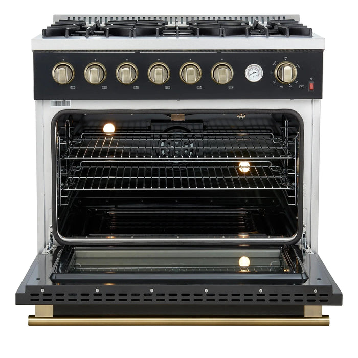 FORNO Marco 36" Gas on Gas Range FFSGS6277-36BLK09K