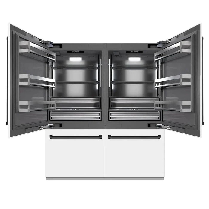 ZLINE 72" Built-In Bottom Freezer Refrigerator,Water Dispenser, Ice Maker, White Matte Graphite Gray Matte Black GRBITZ-WM-72-MB09K