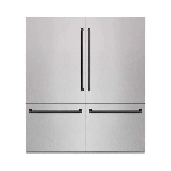 ZLINE 72" Built-In Bottom Freezer Refrigerator,Water Dispenser, Ice Maker, DuraSnow® Stainless Steel Graphite Gray Matte Black GRBITZ-SN-72-MB09K