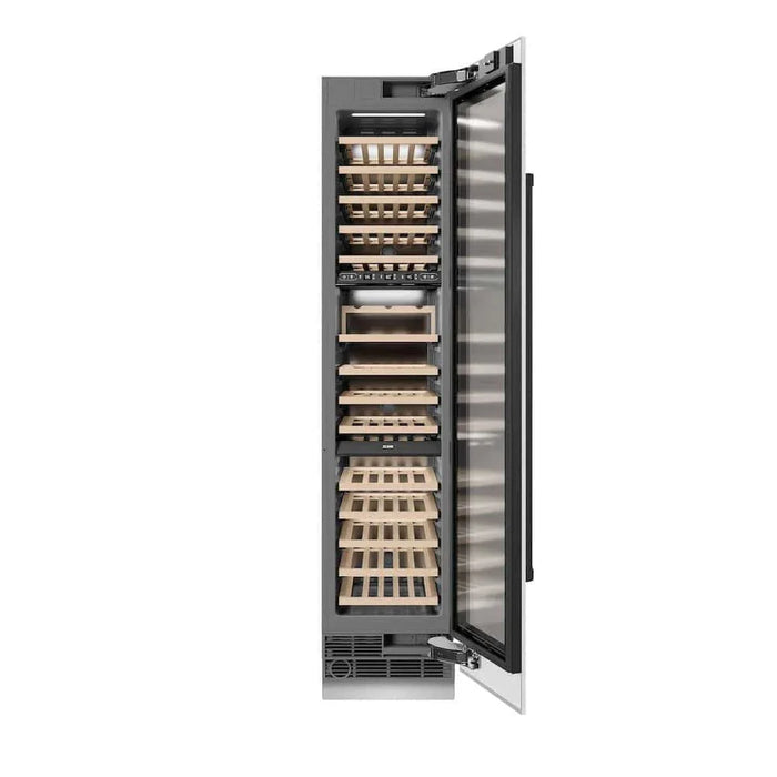 ZLINE 18"Triple Zone 68 Bottle Right Hinge Column Wine Cooler, White Matte Stainless Steel Matte Black RCWVRZ-WM-18-MB09K