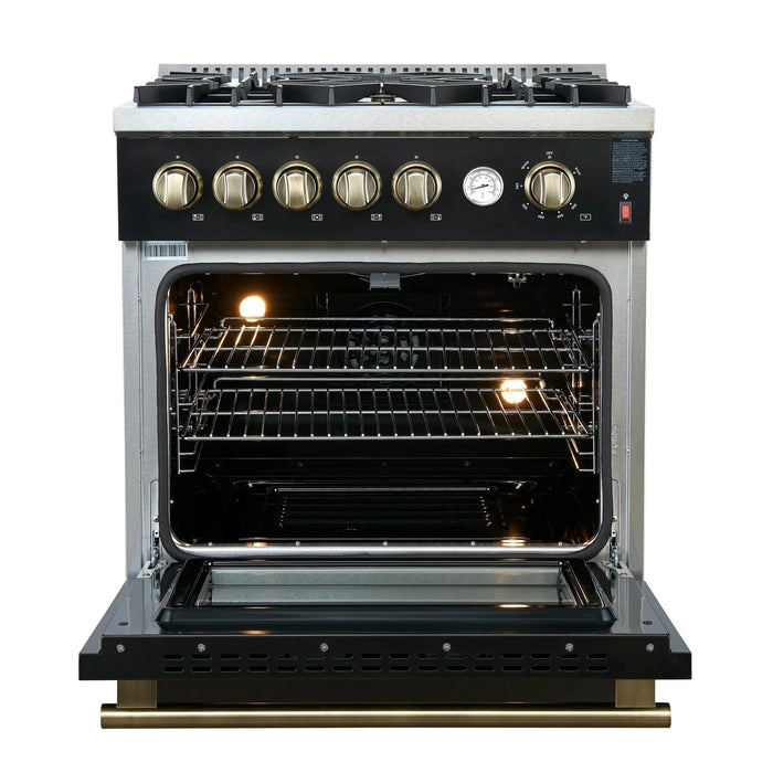 FORNO Giovanni 30" Gas on Gas Range FFSGS6274-30BLK09K