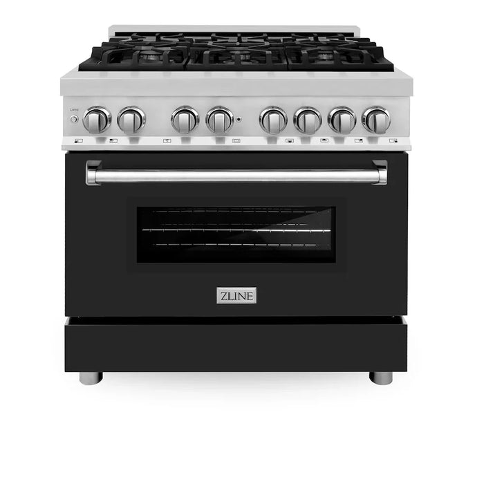 ZLINE 36" Bundle Range RA-BLM-36 &  Wall Range Hood KB-36, 2KP-RABLMRH3609K