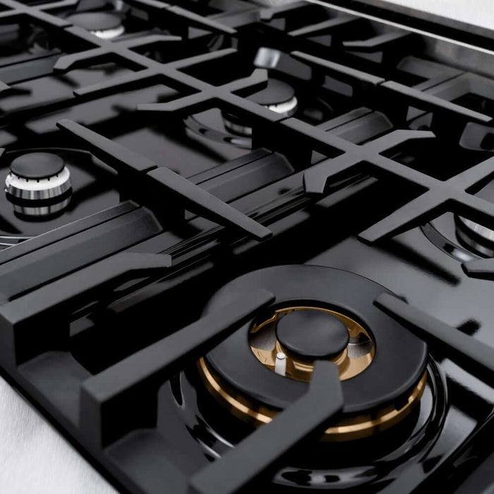 ZLINE 36" Select Dual Fuel Range Gas Cooktop Electric Convection Oven DuraSnow® Stainless Steel Black Matte Door HDRS-BLM-3609K