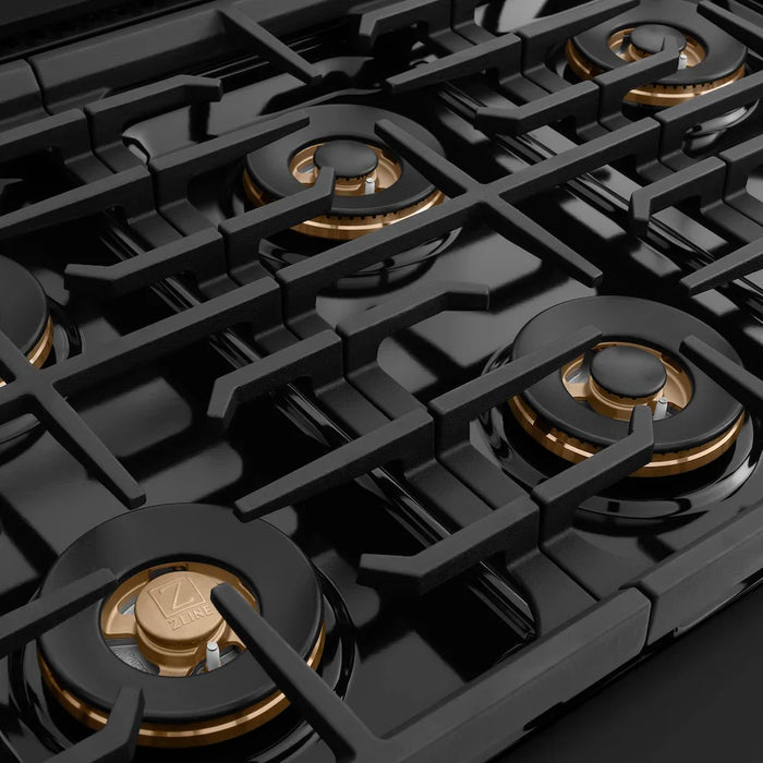ZLINE Autograph Edition 48" Paramount Gas Range, Cooktop, Gas Convection Oven, Black Stainless Steel, Helix Handle SGRBZ-48-KCB09K