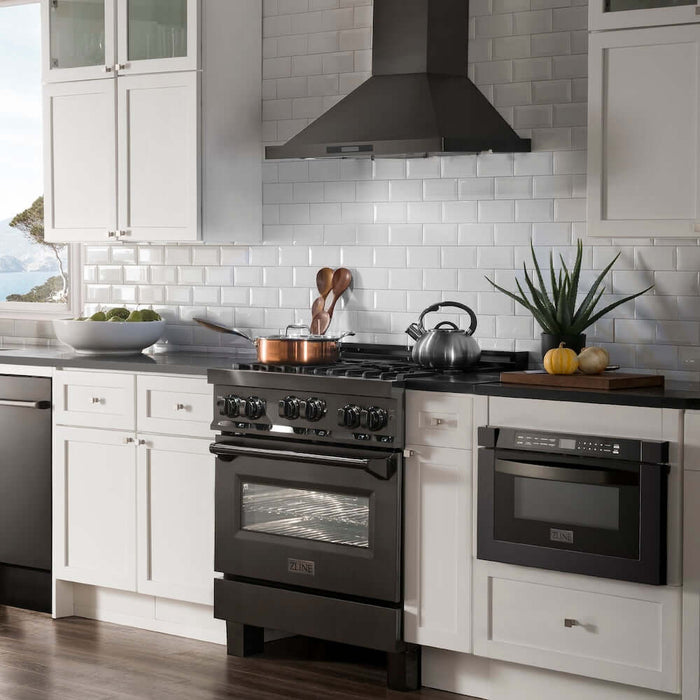 ZLINE 30 " Package Range RGB-30, Range Hood BSKBN, Microwave MWD-1 , Dishwasher DW-BS-24,  4KP-RGBRH30-MWDW09K